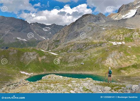 Hiking in High Alpine Mountain Editorial Photo - Image of high, scenic: 125508141