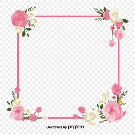 Floral Flowers Frame Vector Hd PNG Images, Flower Frame, Rectangle Clipart, Square Pink Flower ...