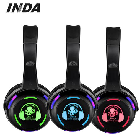 LED Light HIFI Silent Disco Party Headphone, 3 channels transmitter ...