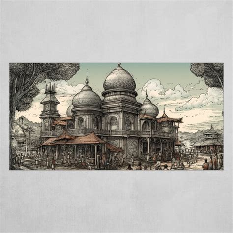 A pencil drawing of a mosque by Posteriot