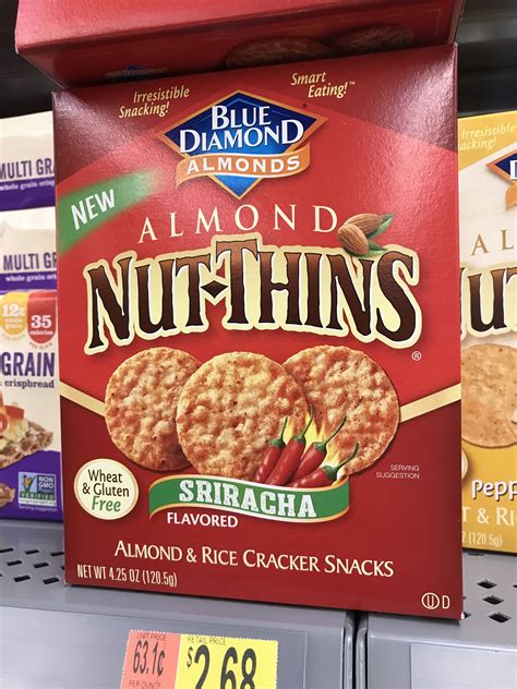 Blue diamond almond nut-thins sriracha flavored almond & rice cracker snacks | Almond rice ...