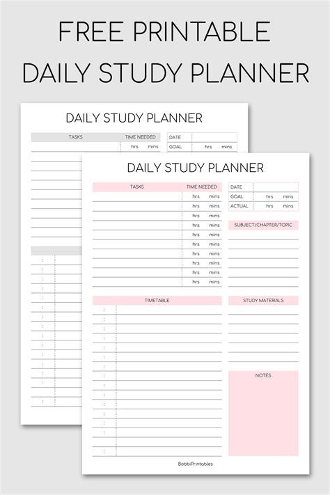 Printable Daily Study Planner | Study planner printable free, Study planner printable, Study planner