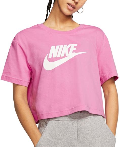 Nike Women's Sportswear Cotton Logo Cropped T-Shirt & Reviews - Tops - Women - Macy's ...