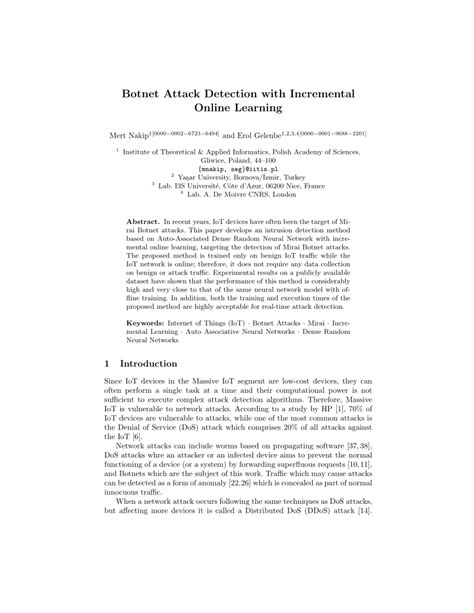 (PDF) Botnet Attack Detection with Incremental Online Learning