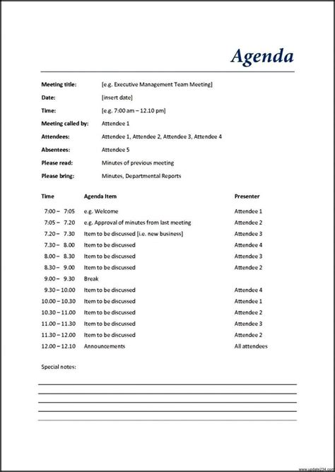 editable doc meeting agenda word template free printable business ...