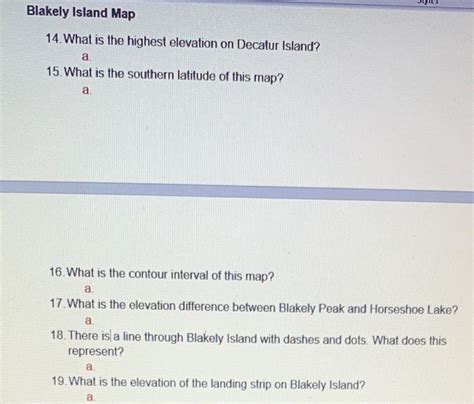 Blakely Island Map 14. What is the highest elevation | Chegg.com