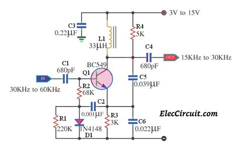 Simple Frequency Divider using one transistor BC549 | ElecCircuit.com