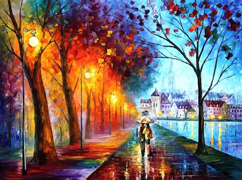 Leonid Afremov - City by the Lake | Art painting oil, Fine art painting oil, Canvas painting