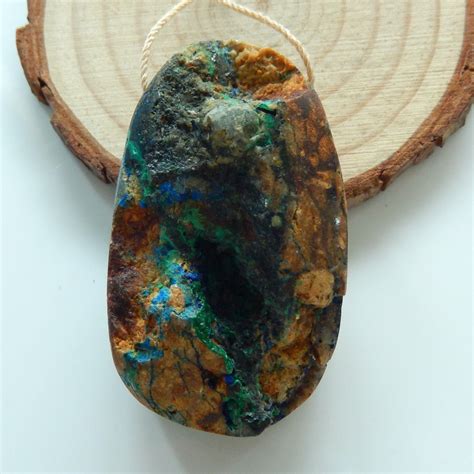 Raw Chrysocolla pendant, crystal gemstone pendant,healing