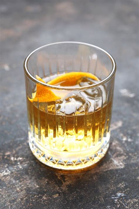 Old Fashioned Bourbon Cocktail. Classic Whiskey, Whisky Drink with ...