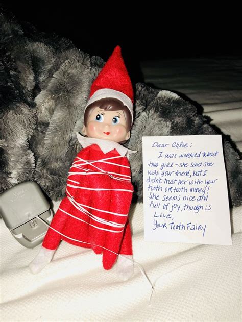 2020 Elf on the Shelf tooth fairy prank with dental floss | Elf fun, Elf on the shelf, Elf ornaments