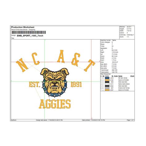 North Carolina A&T Aggies embroidery design, NCAA Logo Embro - Inspire ...