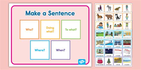 Sentences for Kids Activity - Sentence Building - Twinkl