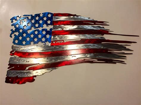 Tattered American Flag Metal Art | Metal american flag, American flag art, American flag metal art