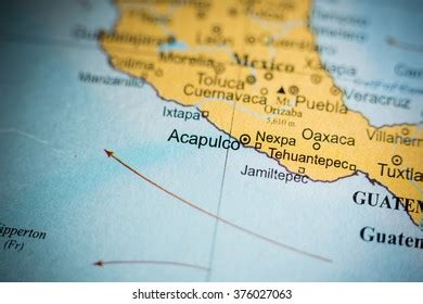 Map View Acapulco Mexico On Geographical Stock Photo 376027063 ...