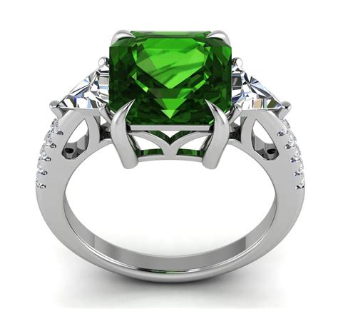 Green Tsavorite Ring For Women Asscher Cut Gemstone Ring 925 | Etsy