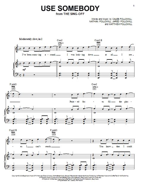 Use Somebody | Sheet Music Direct