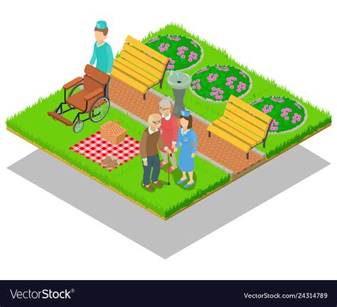 Nursing home concept banner isometric style Vector Image