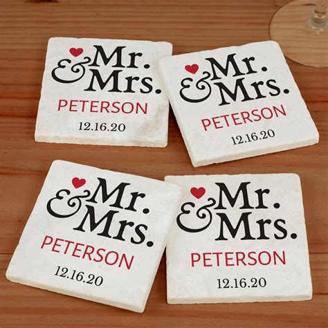 Personalized Mr And Mrs Marble Coasters | GiftsForYouNow