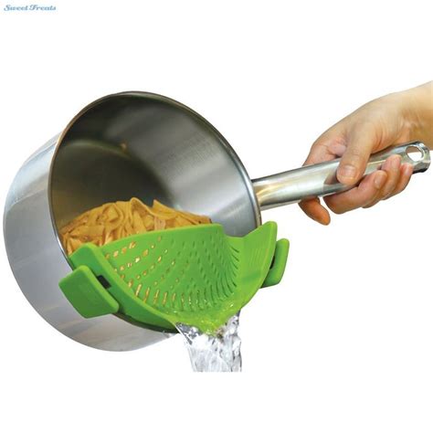 Sweettreats STRAIN Clip-on Silicone Strainer, Green - Dishwasher Safe ...