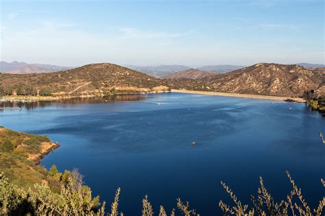 Lake Poway during the early morning from the lookout at the south of the lake