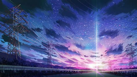 Sunrise Anime Road Sky Clouds 4K #4820f Wallpaper PC Desktop