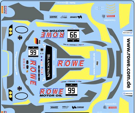 Decal Porsche 911 991 ROWE Racing #99 2019 Blancpain Endurance Series