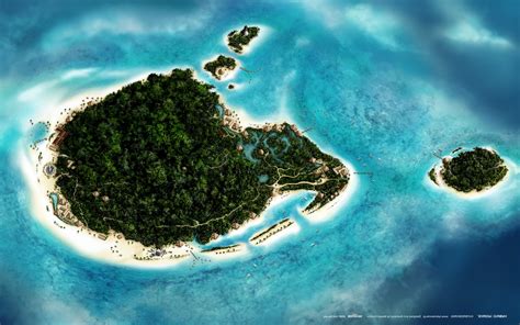 digital Art, CGI, Nature, Landscape, Island, Sea, Trees, Forest, Beach, Sand, House, Boat ...