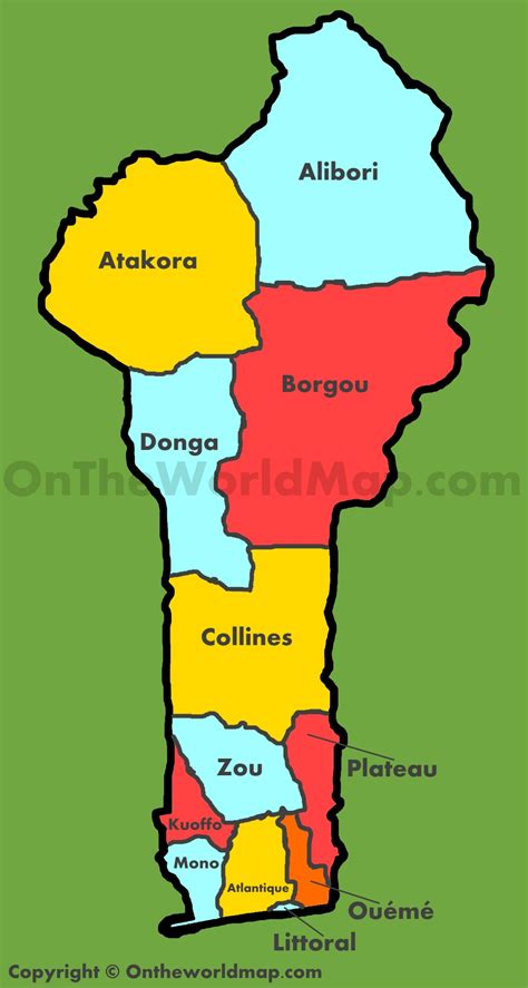 Administrative map of Benin - Ontheworldmap.com