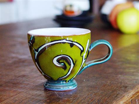Christmas Gift - Green Pottery Mug - Ceramic Cup - Handmade Coffee Cup - Espresso - Teacup - Fun ...
