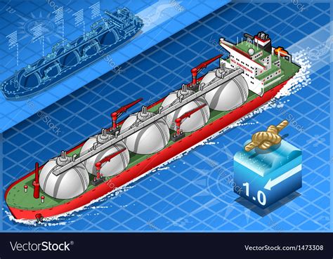 Isometric Gas Tanker Ship in Navigation Royalty Free Vector