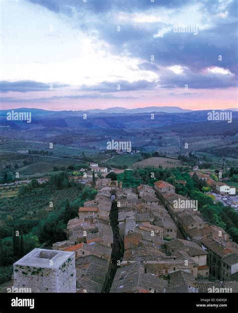 Tuscan Village, Italy, sunset Stock Photo - Alamy