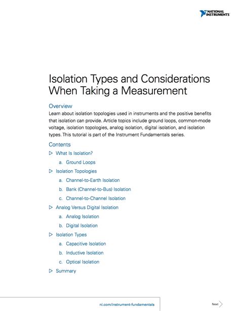 Isolation Types and Considerations when Taking a Measurement - NI