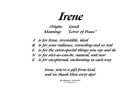 Meaning of Irene - LindseyBoo