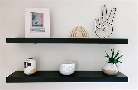 Black Solid Wood Floating Shelves Black Floating Shelves Solid Floating ...