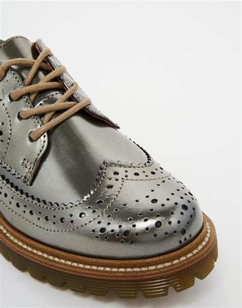 Lyst - Bronx Bronze Brogue Flat Shoes in Metallic