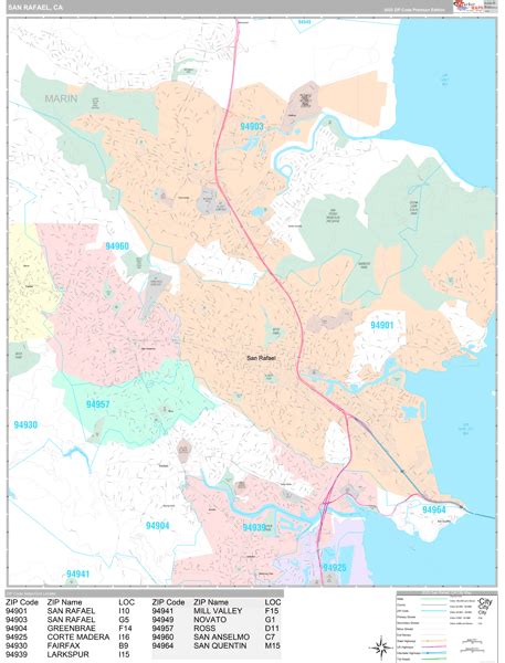 San Rafael California Wall Map (Premium Style) by MarketMAPS - MapSales