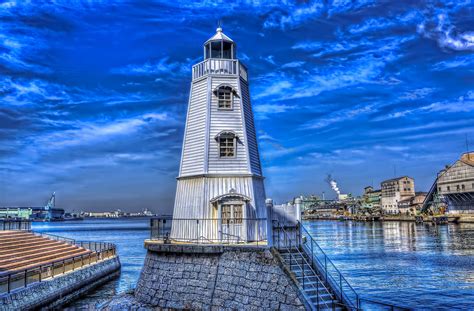 Download Japan Stairs Brick Blue Man Made Lighthouse HD Wallpaper