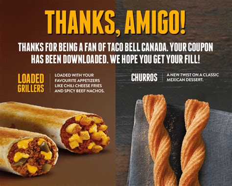 Taco Bell Canada Printable Coupons: FREE Loaded Grillers or Churros ...