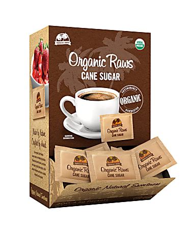 Organic Raw Cane Sugar Packets Box Of 200 Packets - Office Depot