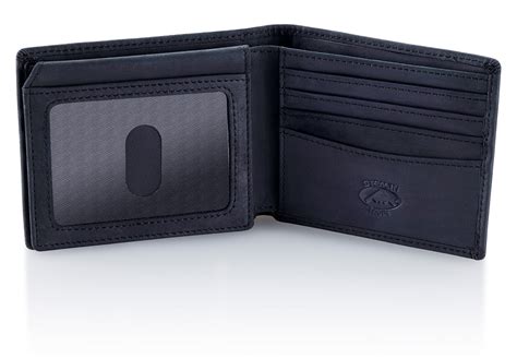 Black Bifold Wallet for Men With ID Window and RFID Blocking - Stealth Mode Leather