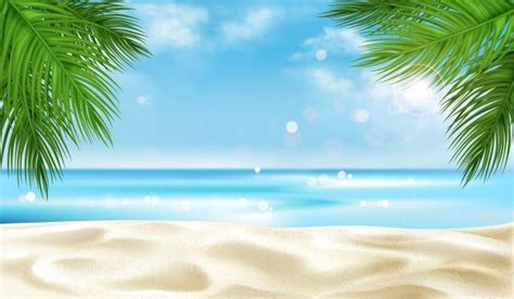 Sea beach with palm tree leaves background, summer Free Vector | Free Vector #Freepik #vector # ...