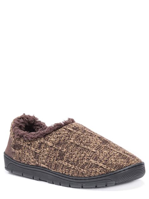 Mens John Lined Knit Fleece Slippers - Walmart.com