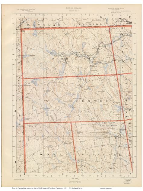 Sheet 2 - Burrillville and Glocester, Rhode Island 1891 USGS Old Topo ...