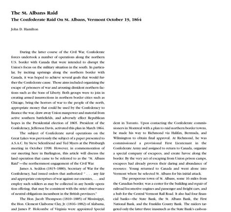 The St. Albans Raid; The Confederate Raid on St. Albans, Vermont ...