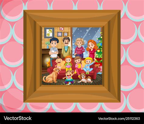 Family in picture frame Royalty Free Vector Image