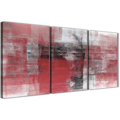 3 Piece Red Black White Painting Bedroom Canvas Wall Art Decor - Abstract 3397 - 126cm Set of Prints