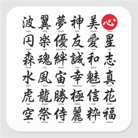 Popular Japanese Kanji Square Sticker | Zazzle | Japanese tattoo words ...