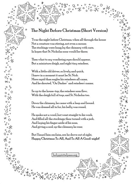 Twas The Night Before Christmas Poem (PDF, Printable)