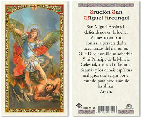 Oracion a San Miguel Arcangel Laminated Prayer Cards - Pack of 25- in Spanish Espanol : Amazon ...